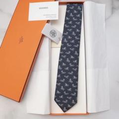 未使用 HERMES ネクタイ 緑 馬の絵柄