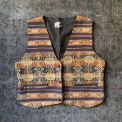 【珍品】和柄 ベスト レトロ vintage 雰囲気 希少 インドネシア 古着