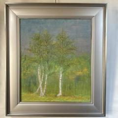 肉筆　絵画　風景画　日本画　アルミ額縁　美術品　絵画　インテリア　白樺　森　林 m47150764629_1.jpg?1732510255