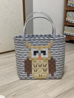 プラかご　ppバンド フクロウ柄