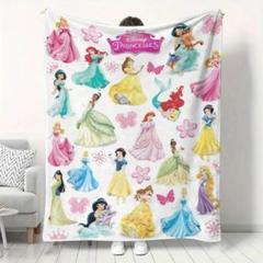 Disney プリンセス＆プリント総柄仕様×白☆毛布 【150×200cm】