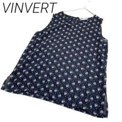 VINVERT ネイビー 花柄 ノースリーブチュニック　軽量素材　インナー