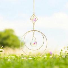 ダブルサークルクリスタルサンキャッチャー レインボーメーカー ウィンドスピナー