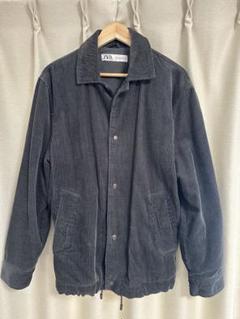 ZARA コーデュロイバデッドジャケット ブラック XL 金具美品 ZARA コーデュロイ襟付きワックスジャケット ZW コレクション