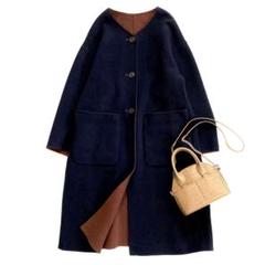 希少✨【ユナイテッドアローズ】UBCSバイカラー リバーノーカラーコート 36 UNITED ARROWS ノーカラーコート コート バイカラー リバー