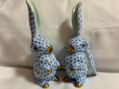 レア品　HEREND ヘレンド 白兎【片耳立てうさぎ】 フィギュリン ヘレンド フィギュリン 手描き うさぎ 飾り物 ハート(ウィーンの