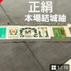 結城紬 宝尽くし 落ち着く色味 織りに染め 証紙付き 真綿 正絹 T