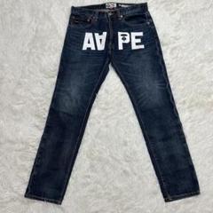 AAPE BY A BATHING APE ペイント　デニム　M 32 濃紺