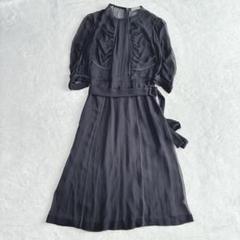 【美品】ボッテガヴェネタ　ロングワンピース　シルク　フリル　ブラウン　ギャザー 美品】ボッテガヴェネタ ロングワンピース シルク フリル
