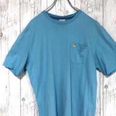 ブルックスブラザーズ　Tシャツ　刺繍ロゴ　ワンポイント　ポケット付　青　L