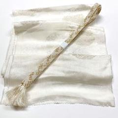 ［4564］帯締め 帯揚げ セット 花唐草道長文様 金糸 正絹 着物 帯絞め