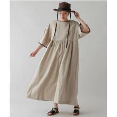 新品★完売品 studio CLIP リネンコットン配色ワンピース ゆったり