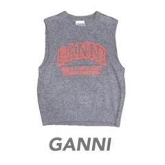 GANNI グレー ニットベスト ロゴ入り GANNI グレー ニットベスト