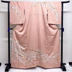 k-3341 松 金の刺繍 紋無し 付下げ訪問着 高島屋 訪問着 共八掛 金駒刺繍 藤 松竹梅 桜 正絹 着物 - メルカリ