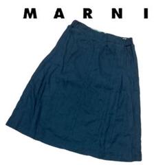 お洒落な イタリア製 マルニ MARNI リネン混 膝丈 プリーツ