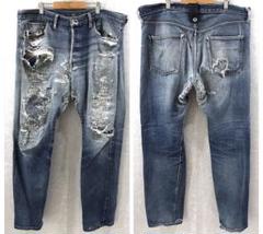 スカル クラッシュデニムパンツ ジーンズ セルビッチ 2XL程