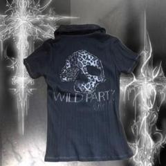 y2k wild party レオパード スワロフスキー カットソー tシャツ y2k wild party レオパード スワロフスキー カットソー tシャツ