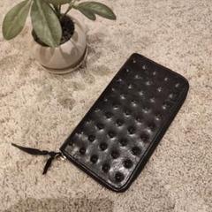 美品☆ミハラヤスヒロ[MIHARA YASUHIRO]スタッズ付き黒レザー長財布