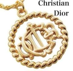 Christian Dior エンブレムサークルゴールドネックレス