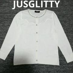 新品☆JUSGLITTY ジャスグリッティ ビジューのシースルーカーディガンのサムネイル
