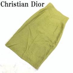 新品＊クリスチャンディオール ウール　タック　ロング　スカート　グリーン　L相当 クリスチャンディオール ウール×シルク スカート I42 レディース