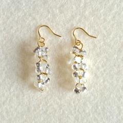 ♥️クリアファルファーレのじゃらじゃらピアス♪　ハンドメイド