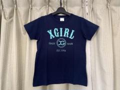 X-girl　エックスガール　紺×エメラルドグリーン　刺しゅう　Tシャツ