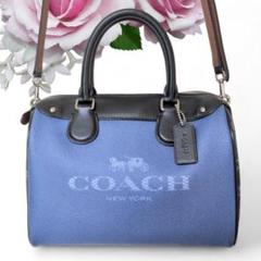 COACH コーチ ハンドバッグ ボストン ショルダー 2way ブルー 花柄