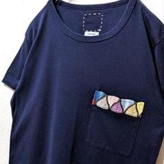 ビズビム 刺繍 Tシャツ ネイビー 紺色 古着