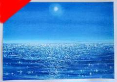 海の絵　空の絵　風景画　パステル画　アクリル画　絵画　アート　インテリア　太陽のサムネイル