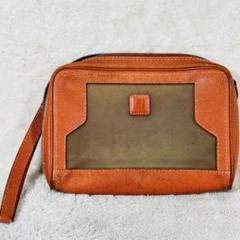 【dunhill】ダンヒル レザー クラッチバッグ オレンジ カーキ