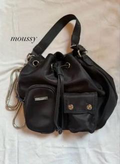 moussy ブラック 巾着バッグ チェーン付き