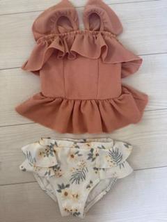 フリル付きオレンジベビー水着 100