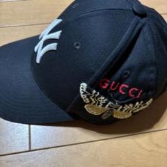 美品✨【GUCCI×MLB】ヤンキース ベースボールキャップ 刺繍ロゴ 黒 中古・古着通販】GUCCI (グッチ) NEW YORK YANKEES