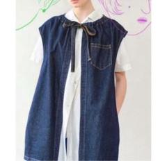 soduk スドーク リボンデニムベスト セール】ribbon denim vest（デニムジャケット）｜soduk