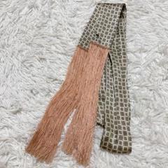 ディオールオム　05AW　エディ期　フリンジ　ナローストール　シルク　総柄 ディオールオム 05AW エディ期 フリンジ ナローストール シルク