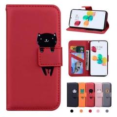 OPPO RENO6 5G 手帳型 ケース 可愛い 猫 赤 レッド