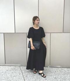 ⭐︎最終値下げ　リネンレーヨンバルーンスリーブ　ワンピース　黒