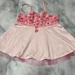 メゾピアノ いちご刺繍ピンクチュニック