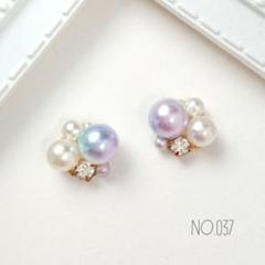No.037 マーメイドパールのビジューピアス ハンドメイド