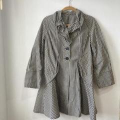 美品☆LUFRAN（40）ギンガムチェックレインウエア ベージュ×ブラック