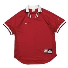 美品 90's UK製 NIKE サッカーシャツ メンズM 刺繍スウッシュロゴ