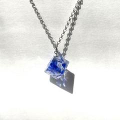8番 琉球ガラス 青 ネックレス トップのみ ピアスイヤリングキーホルダー変更可