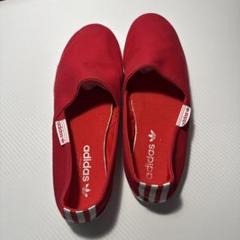 【中古美品】 adidas エスパーダ スリッポン 3本ライン　レッド