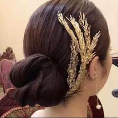 ゴールドのベッドドレス　ヘアアクセサリー　バックカチューシャ ヘッドドレス