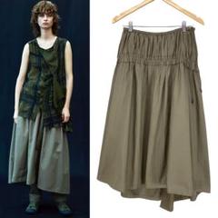 Y's COTTON DUNGAREE GATHERED TAIL SKIRT