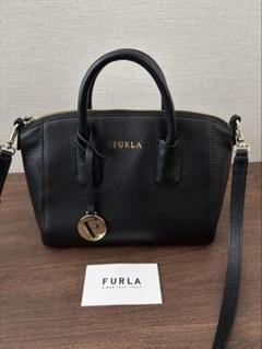 【新品同様】フルラ テッサ 2way ショルダーバッグ ハンドバッグ レザー 黒 超美品！FURLA フルラ テッサ レザー 2way ショルダーバッグ