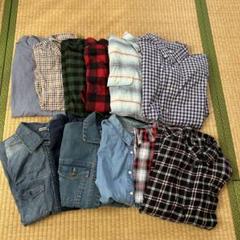 レディース　メンズ　ダンガリーシャツ　ネルシャツ　リメイク　ハンドメイド
