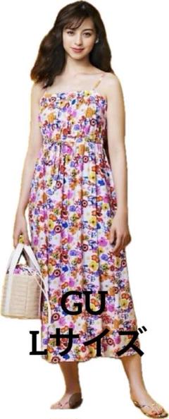 タグ付けGU花柄プリントキャミソールワンピース　 Lサイズ