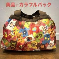 カラフルボストンバッグ 大量料軽量バック Tシャツ柄 ポケット多数バック